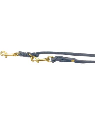 Dogeleine Fat Leather Brass Leash for Small & Large Dogs - Adjustable Double Linen 2.80m x 12mm Gray - Durable & Stylish - Buy Online on GoSupps.com