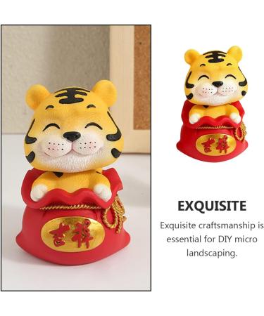Hoement 1Pc year of the tiger bobble head ornament year of the figurine Shaking Head Bubble Toy 2022 Ornament wild cute desk decorations Home Animal Decoration puppet to rotate Lucky resin Red 1 6X6X9.5CM - Buy Online on GoSupps.com