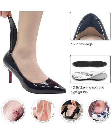 Dr.Foot Heel Grips - Self-Adhesive Heel Cushion Inserts for Men and Women | Prevent Heel Slipping, Rubbing, Blisters, and Foot Pain | Improve Shoe Fit - 2 pairs + Bonus Shoe Horn in Black - Buy Online on GoSupps.com