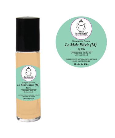 ZEKA PARFUMERIE Compare to Aroma Compatible with Le Male Elixir by JPG for Men Fragrance Body Oil on 1/3 oz (9.86ml) Travel Size Roll-On Botlle