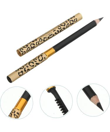 Baluue Leopard Eyebrow Pencil 2pcs Long Lasting Eyebrow Pencil with Brush Wooden Leopard Cover Eyebrow Pencil Makeup Tool Black - Buy Online on GoSupps.com