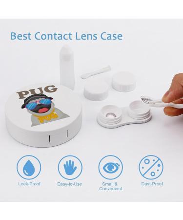 Cool Pug Cute Contact Lens Case - Portable Round Storage Box Kit with Mirror for Travel & Daily Use - Buy Online on GoSupps.com