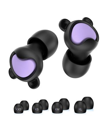 Kids Earplugs (5-12 yrs) Reusable Small Ear Plugs for Airplane Focus Concerts Socializing Sports Travel Noise Sensitivity - 8 Ear Tips in XS/S/M/L BK+PL