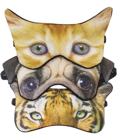 (Pack of 3) 3D Animal Sleep Eye Mask Set - Ideal for Sleeping, Travel, Home, and Office - Funny Blindfold for Girls, Kids, Men, and Women - Buy Online on GoSupps.com