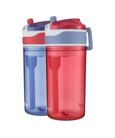 Contigo Snack Hero Water Bottle Set  2-in-1 Water Bottle with 4oz Snack Compartment & 13oz Spill-Proof Water Bottle - Red & Blue