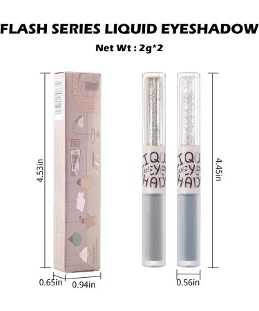 Erinde Liquid Glitter Eyeshadow Set - Grey Silver Eyeliner & Blue Shimmer Gel Eyeliner - Long Lasting & Highly Pigmented - #03 Grey&Blue - Buy Online on GoSupps.com