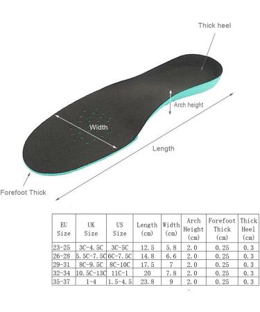 Kids Orthotic Insoles for Flat Feet & Plantar Fasciitis - Shock Absorbing Arch Support for Children - 23.6CM (US1.5 - 4.5) - Buy Online on GoSupps.com