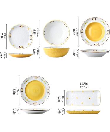 Dinner Plates Cute Hand-Painted Bees Dinnerware Sets Durable Ceramic Dinner Plate Sets Creative Dishes Set Plates Bowls and Snack Dishes Plates Kitchenware - Buy Online on GoSupps.com