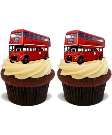 60x RED LONDON BUS Premium Edible Stand Up Rice Wafer Cup Cake Toppers D2 BUSES - Buy Online on GoSupps.com