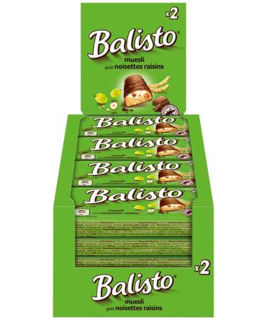 Box of 20 Balisto Biscuit Coated in Milk Chocolate with Raisin and Hazelnut Flavor - 20 Biscuits of 37g - 740g