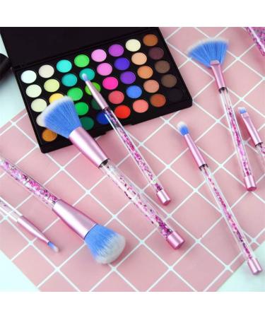 7PCS Glitter Quicksand Makeup Brush Set - Pink Cosmetic Brushes for Foundation Powder Blush & Eyeshadow with Case | International Shipping Available - Buy Online on GoSupps.com