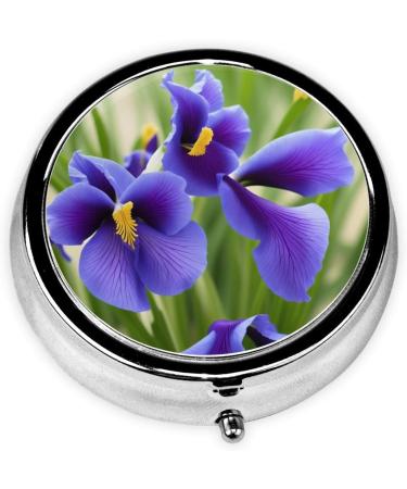 Violets Flower Mini Round Pill Box | 3 Compartment Portable Pill Organizer for Travel Home & Office - Buy Online on GoSupps.com