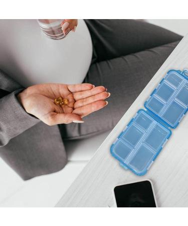 Travel Pill Organizer Box - Foldable Personal Daily Pill Case with 10 Grids Travel Pill Holder for Vitaming Fish Oils Blue - Buy Online on GoSupps.com