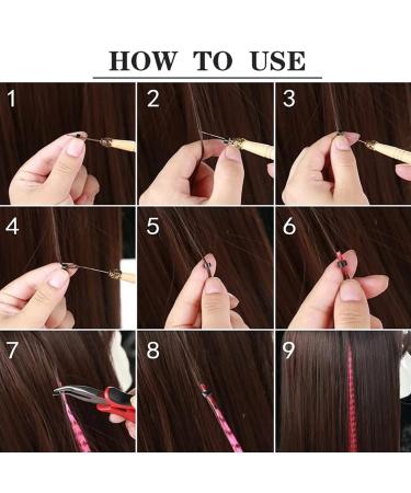 XIAO TAO ZI 17'' Synthetic Feather Hair Extensions Kit - 12pcs/Lot +100 Silicone Beads +1 Crochet Hook Tool (20 Inches) - Buy Online on GoSupps.com