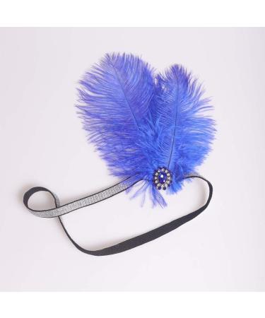 Anglacesmade 1920s Flapper Peacock Feather Headband Royal Blue with Elastic Band Costume Feather Headpiece Great Gatsby Hair Jewelry for Women and Girls - Buy Online on GoSupps.com