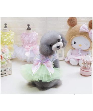 Luxury Green Dog Dress for Little Girls - Puppy Tutu Skirt Princess Clothes Floral Lace Wedding Outfit (XS) - Buy Online on GoSupps.com