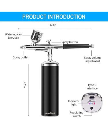 Autolock Upgraded Airbrush Kit with Air Compressor Portable Cordless Auto Airbrush Gun Kit Rechargeable Handheld Airbrush Set for Makeup Cake Decor Model Coloring Nail Art Tattoo - Buy Online on GoSupps.com
