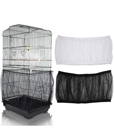 ASOCEA Universal Birdcage Cover Bird Cage Seed Catcher Parrot Cage Mesh Skirt Birdseed Nylon Net Guard Extra Large - Black&White