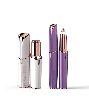 Finishing Touch Flawless Women's Painless Hair Remover , White/Rose Gold with Finishing Touch Flawless Brows Eyebrow Pencil Hair Remover and Trimmer, Purple