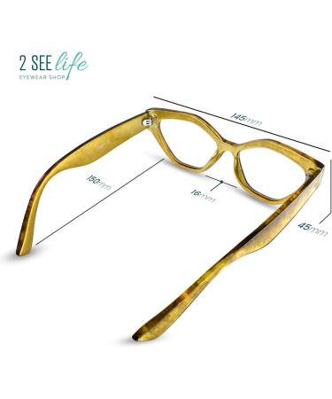 Stylish Rich Green Gold Geometric Cat Eye Reading Glasses for Women - Comfortable 1.5x Readers for All Face Shapes - Buy Online on GoSupps.com