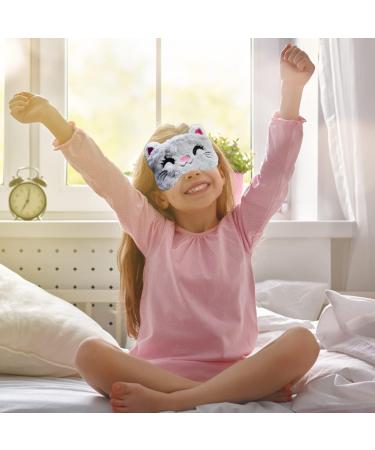 Mezeic Sleep Mask Cute Design for Sleeping Cartoon Soft Plush Blindfold Funny Animal Eye Cover for Kids Girls Teens Women and Adult Eye Shade (Grey Cat) F/Grey Cat - Buy Online on GoSupps.com