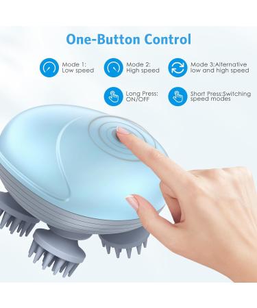 Brifit Electric Scalp Massager - USB Charging Head Massage Device with 4 Kneading Heads 3 Modes IPX6 Waterproof for Dogs & Body Relaxation - Portable Blue - Buy Online on GoSupps.com