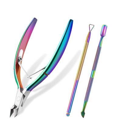 Cuticle Trimmer with Cuticle Pusher, Cuticle Remover Cuticle Nippers Professional Stainless Steel Durable Dead Skin Clipper Manicure Pedicure Tools for Toenails