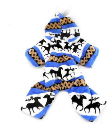 Ranphy Soft Velvet Reindeer Hoodie Sweater for Small Dogs & Cats - Cozy Pile Suit - Size S (Blue) - Buy Online on GoSupps.com