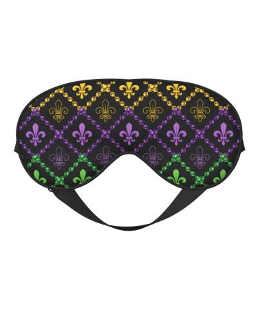 Mardi Gra Geometric Sleep Mask Adjustable Double -Sided Eye Mask Soft Sleeping Eye Covers for Sleeping Perfect Shading Reduce Eye Edema