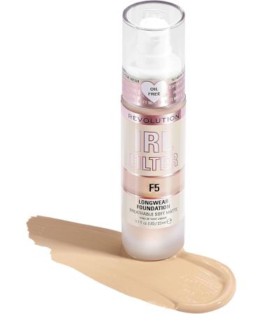 Makeup Revolution IRL Filter Longwear Foundation F5 Fair To Light Skin Tones 23ml - Matte Finish, 16 Hour Wear (Pack of 1) - Buy Online on GoSupps.com