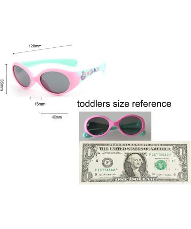 FOURCHEN Polarized Toddler Sunglasses with Strap | 100% UV Proof, Flexible & Stylish | Pink-Green Kids Sunglasses - Buy Online on GoSupps.com