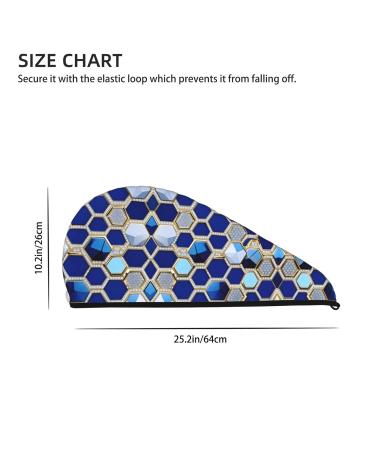 Blue Hexagon & Diamond Coral Velvet Dry Hair Cap | Travel Pool & Bath Use - Buy Online on GoSupps.com