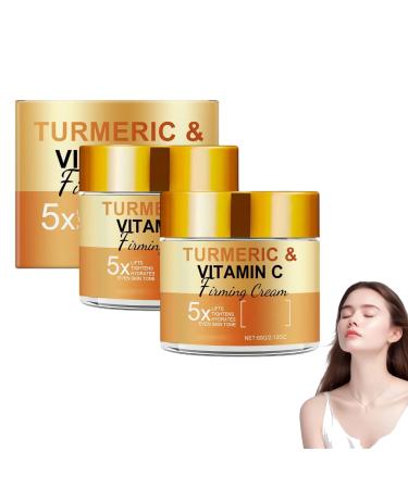 JIAOY Turmeric and Vitamin C Face Cream Turmeric Face Moisturizer for Dark Spots Wrinkles and Uneven Skin Tones Anti-Aging Turmeric Brightening Cream (2-Pack)