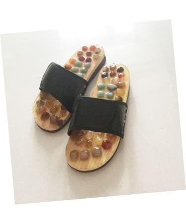 FRCOLOR 1 Pair Massage Slippers Foot Massager Shoe Men Slide Sandals Mens House Slippers Men s Sandals Man Sandals House Shoes for Men Shoes Sandals Mat Wooden Agate Leisure Shoes 43 Black - Buy Online on GoSupps.com