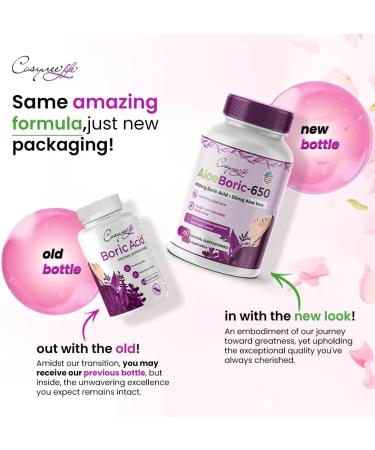 cosynee Boric Acid Suppositories for Women - 60 Capsules + 7 Applicators | Vaginal Health Odor & Dryness Relief - 650 mg Each - Buy Online on GoSupps.com