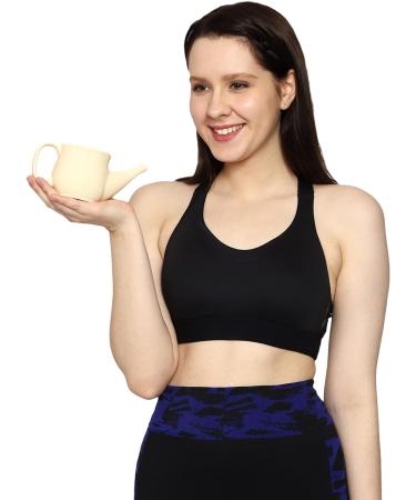 Spill Proof Ceramic Neti Pot Set - Beige, 250 ML - 5 Sachet Neti Salt, Microwave Safe - Buy Online on GoSupps.com