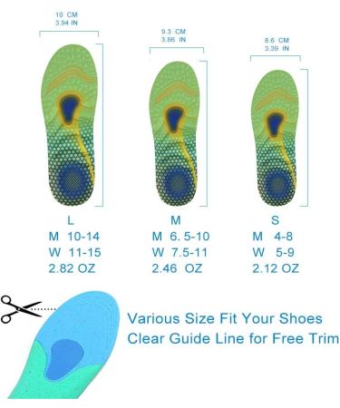 VSUDO Shock Absorption Sports Shoe Insoles - High Elastic Comfort Insoles for Men or Women - M 6.5-10 / W 7.5-11 - Buy Online on GoSupps.com