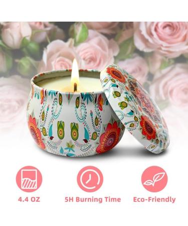 VETOUR Rose Soy Scented Candle 4.4oz | Aromatherapy Wax Jar Candle | 30 Hours Burn Time | Relaxing Stress Aroma | Gift for Women Mom | Home Bath Yoga Christmas | Bohemian Retro Style - Buy Online on GoSupps.com