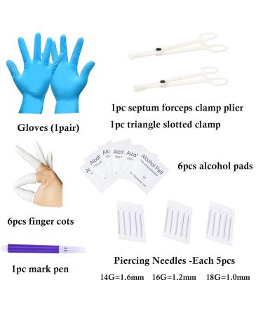 JIESIBAO 100PCS Piercing Kit - 12G 14G 16G Needles & Clamps for Nose Septum Belly Button Lip Tongue Eyebrow Cartilage & More - Professional Piercing Tools - Fast International Shipping - Buy Online on GoSupps.com