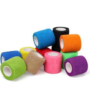 Buy 10 Rolls Colorful Adhesive Elastic Bandage Tape - 5 cm x 4.5 m Pet Vet Wrap for Sports & Injury Recovery - Perfect for Ankles & Wrists - Buy Online on GoSupps.com