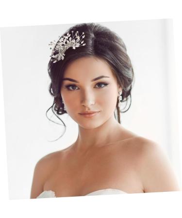 Housoutil Bridal Hair Comb Hair Comb Flower Decor Pearl Headpiece Leaf Decor Rhinestone Trim Rhinestone Decor Hairbrushes for Woman Bridal Comb Tiara Bride Headdress Fine Alloy Pin - Buy Online on GoSupps.com