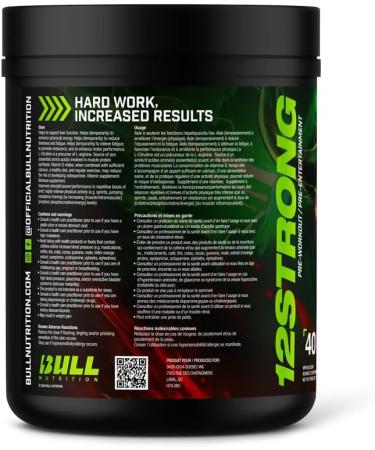 12 STRONG Pre-Workout - 730g - BULL Nutrition (40 Servings) (730g Apple Grape (Grapple)) - Buy Online on GoSupps.com