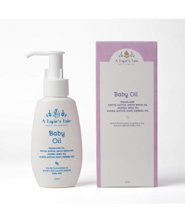 A Tapir's Tale Baby Oil -Gentle Plant-Based Baby Oil with Squalane and Rice Bran for Soft Healthy Skin - Hypoallergenic Paraben & Colouring Free -Made in Japan- 3.38 fl oz (Pack of 1)