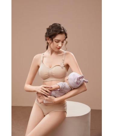 Dreamburn Maternity Nursing Bra | Wireless & Seamless | Comfortable Breastfeeding | XXL | Black/Beige/Pink | Adjustable Hooks & Removable Pads - Buy Online on GoSupps.com