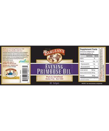 Barlean's Evening Primrose Oil Softgels with GLA - Non-GMO & Gluten-Free - 60 Softgels - Buy Online on GoSupps.com