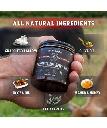 Wrath & Remedy Handmade Organic Beef Tallow Balm for Sensitive Skin | Eczema & Rosacea Relief - Natural Ingredients 4 OZ Eucalyptus - Buy Online on GoSupps.com