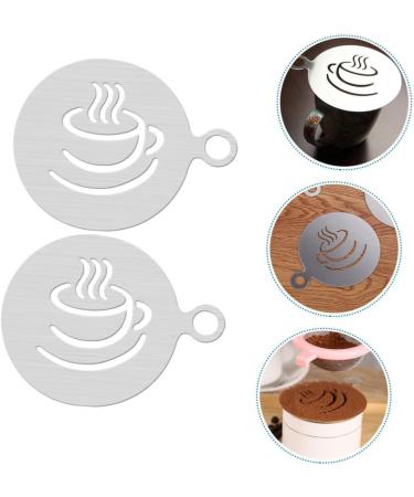 Angoily 2pcs Coffee Latte Mold Coffee Accessories Coffee Art Stencils Spray Stainless Steel Baking Tools - Buy Online on GoSupps.com