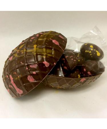 Elegant Easter Egg Premium Hand-Painted Swiss 58% Dark Chocolate Hollow with Petite Painted Dark Solid Eggs - Buy Online on GoSupps.com