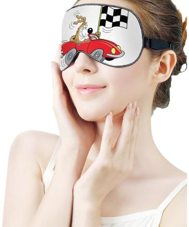 Light-Blocking Funny Dog Sports Car Sleep Mask | Soft Cartoon Eye Cover for Women & Men | Adjustable Comfortable Blindfold - Buy Online on GoSupps.com