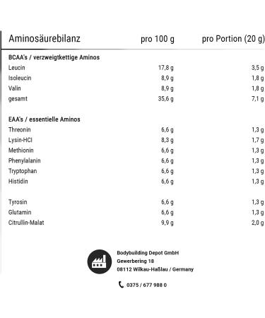 Bodybuilding Depot EAA Powder 500g - Vegan Apple Flavor | All Essential Amino Acids | High Concentration EAAs for Optimal Performance - Buy Online on GoSupps.com